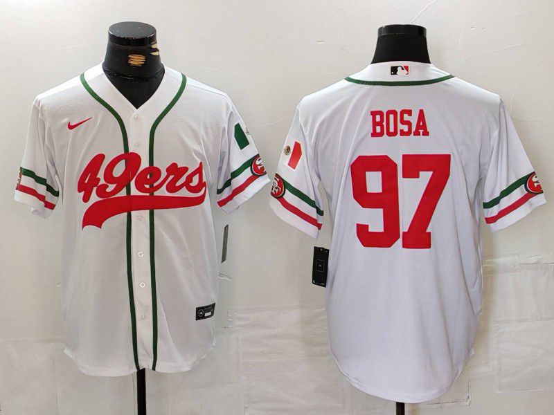 Men San Francisco 49ers 97 Bosa White Joint Name 2024 Nike Limited NFL Jersey style 1